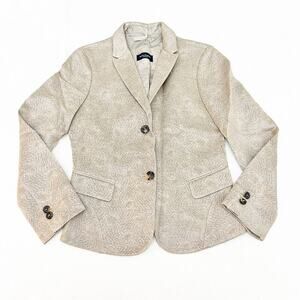 Piazza Sempione Gold Tetured Wool Silk 2-Button Blazer Metallic Size 42